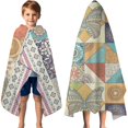 thumbnail image 3 of Multicolor Ethnic Floral and Butterfly Pattern Hooded Bath Towel，60"x35" for Ages 3 To 12 Kids, Quick Dry Lightweight Soft Microfiber Hood Beach Towel Cover Up for Kids, 3 of 7
