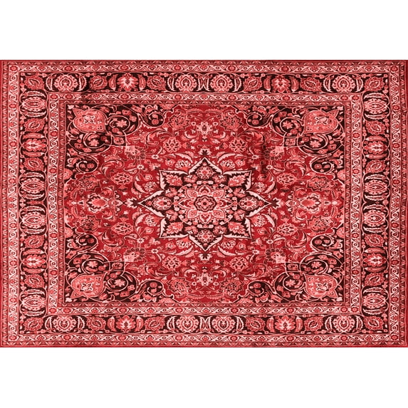 Ahgly Company Indoor Rectangle Medallion Red Traditional Area Rugs, 5' x 8'