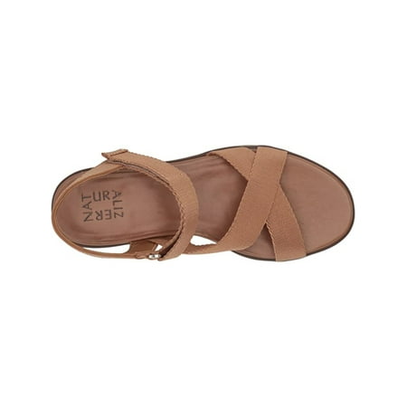 

NATURALIZER Womens Brown Contour+ Technology Adjustable Kelmia Almond Toe Platform Slingback Sandal 8.5 M