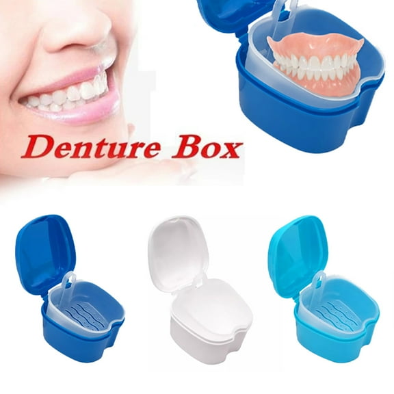 BE-TOOL Denture Box Case Cleaning Box Denture Holder False Teeth Storage Container 3 Color Choice