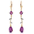 thumbnail image 2 of Galaxy Gold GG 14K Yellow Gold 3.97 CTW Natural Amethyst and Natural Diamond Dangle Earrings - February Birthstone - Peace & Wisdom - Fine Jewelry for Women, 2 of 3