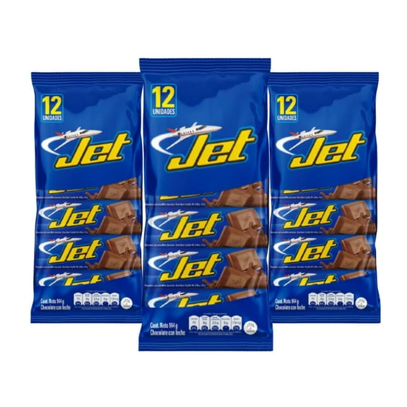 Chocolatina Jet 12 unidades 144gr (3 Pack) Snack