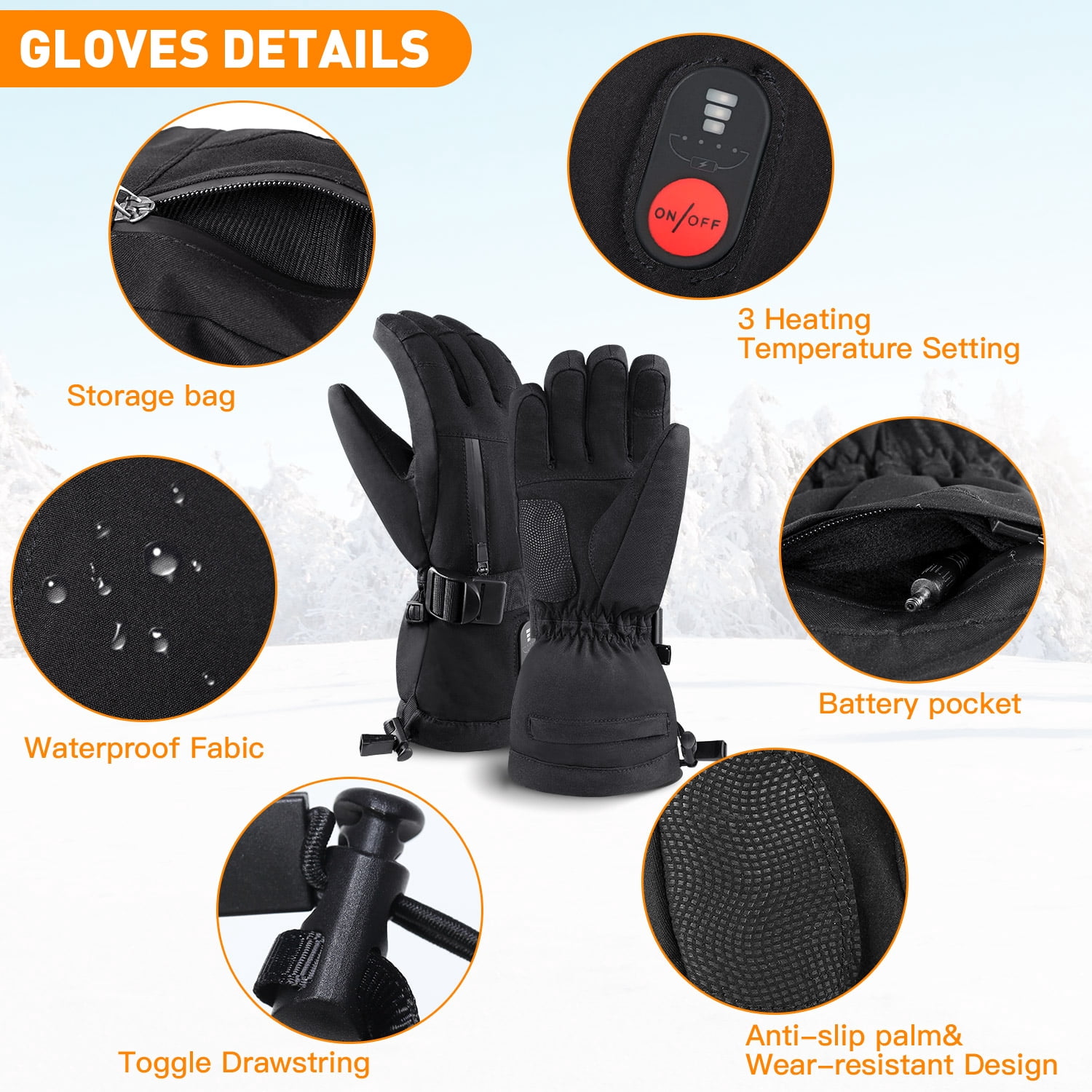 SUN WILL Upgraded Heated Gloves for Men & Women - Rechargeable, Touchscreen, Waterproof - Winter Warmth for Skiing, Cycling, Outdoor Activities