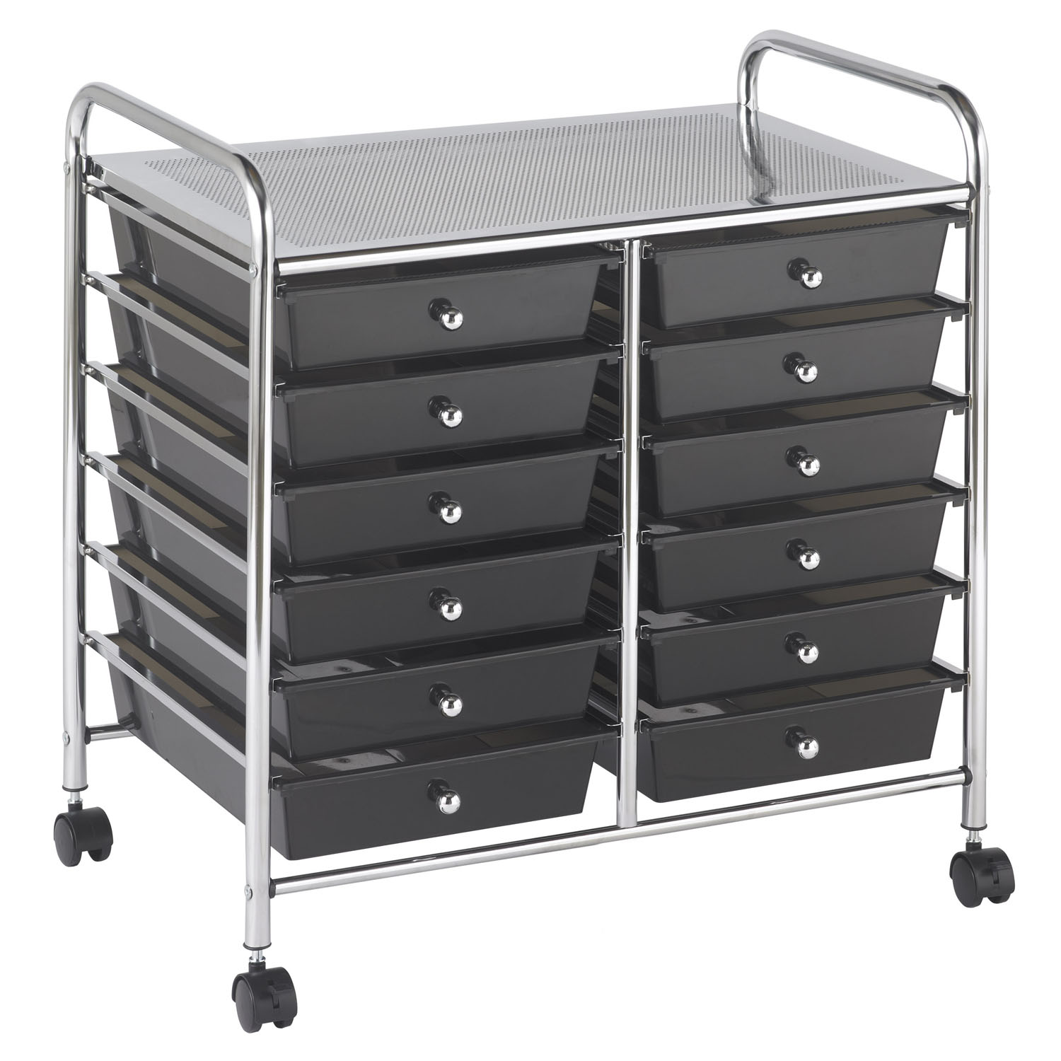 Offex 12 Drawer Mobile Organizer Smoke