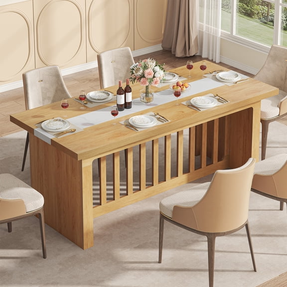 Casendy Rectangular Dining Table for 6 or 8 People, Faux Marble Kitchen Table Dining Room Table for Living Room, Heavy Duty Diner Table Kitchen Furniture, Yellow