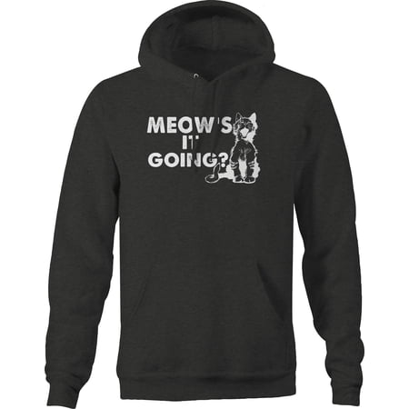 Meow's It Going? Cat How's It Going Pet Owner Hoodie for Big Men 3XL Dark Gray