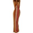 thumbnail image 2 of Qmyliery Women's Summer Long Evening Dress Solid/Striped Hanging Neck Backless Bandage Dress, 2 of 7