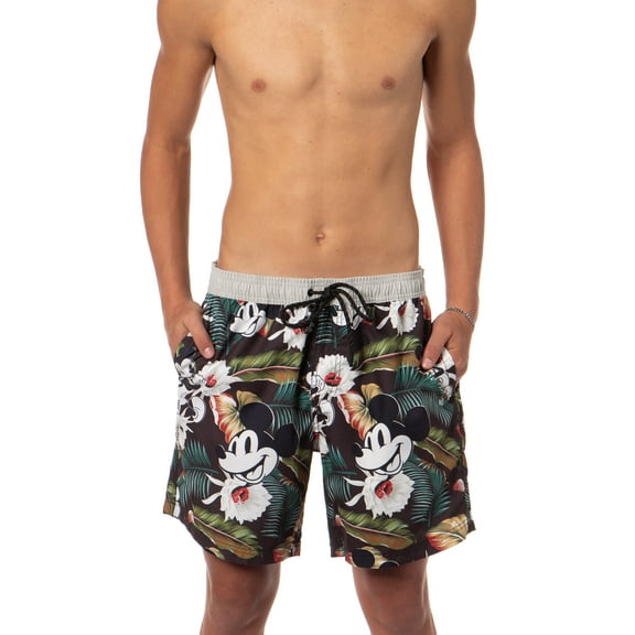 Disney Men's Mickey Mouse Floral Daily Hot Tub Board Shorts for Swimming
