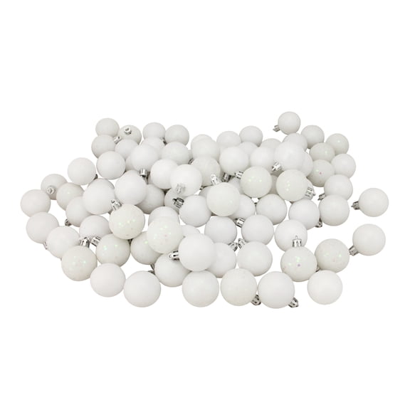 18ct Winter White Shatterproof 3-Finish Christmas Ball Ornaments 1.25" (30mm)