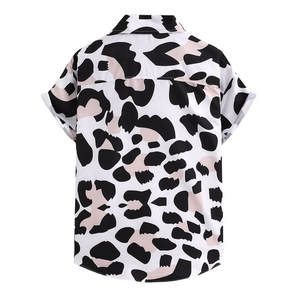 Camisas Y Playeras Camisa de manga corta con bolsillo de impresión digital 3D para hombre (White, M)