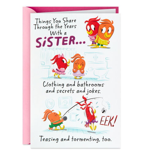 Things We Share Funny Pop-Up Birthday Card for Sister 