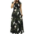 thumbnail image 2 of Baikeli Liquidation d'Été Robes Robes d'Été pour Femmes 2024 Robe Soleil à Imprimé Floral Tunique à Col Rond Ensembles Robe Portefeuille Moulante Robe Maxi Extraterrestre Robes de Printemps, 2 of 5