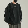 thumbnail image 4 of Sudaderas para hombre de algodón, ropa holgada para hombre, sudadera negra con capucha, ropa de calle sin capucha, overfit, sencilla, color pastel, cálida, 4 of 5