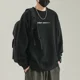 thumbnail image 4 of Sudaderas para hombre de algodón, ropa holgada para hombre, sudadera negra con capucha, ropa de calle sin capucha, overfit, sencilla, color pastel, cálida, 4 of 5