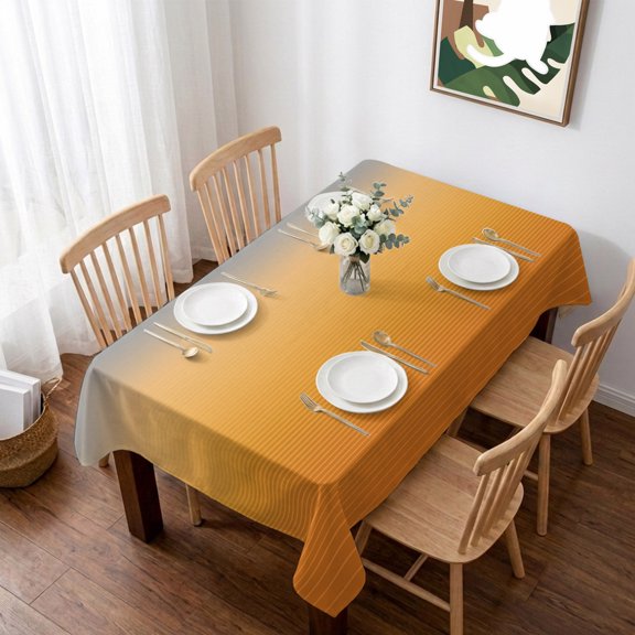 Gray Orange Ombre Table Cloth Waterproof Tablecloths, Modern Geometric Striped Abstract Art Tablecloth Dining Table Cover for Kitchen Party Tabletop Outdoor, Rectangle Tablecloth 60x102 Inch