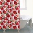 thumbnail image 4 of Red Strawberry Plants Fruit Pink Pattern Shower Curtain 84"x72" ,Bathroom Decorative Shower Curtains Set with 12 Hooks,Modern Waterproof Washable Shower Curtain, 4 of 6