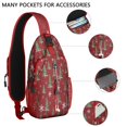 thumbnail image 2 of Sling Backpack,Red Christmas Tree and Snowflake Pattern Crossbody Bag with Water Bottle Holder,Waterproof Sling Bag for Men/Women with Chest Phone Holder for Hiking,Travel, 2 of 6