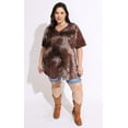 thumbnail image 5 of CASSIE LIZ Womens Plus Size Tops 2X Summer Tie Dye Shirts Ripped Brown V Neck Fashion Short Sleeve Tee Loose Fit Tunics Spring Blouses Casual Slit Hem Pullovers 2XL 18W 20W, 5 of 5