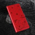 thumbnail image 5 of For iPhone 13 Luxury Wallet Case,Embossed Flower Cat[Hand Strap] Handmade Flip Folio Magnetic Closure Cover with [Kickstand Function] Credit Card Holder For iPhone 13, Red, 5 of 8