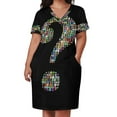 thumbnail image 3 of Una marca de preguntas Vestido suelto con bolsillo vestidos estilo coreano Vestido elegante, 3 of 7