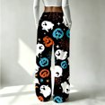 thumbnail image 3 of Halloween Pajama Pants for Women Spooky Pumpkin Ghost Lounge Bottoms Pjs Fall Halloween Jammies (Z004#-Blue L), 3 of 5