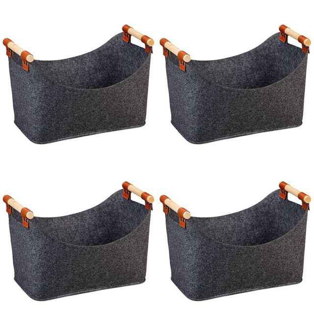 Cesta Fieltro 45 X 32 40 Cm Plegable 57 L para Chimenea Y Estufa