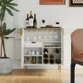 thumbnail image 3 of Modern Mini Bar Cabinet for Home - Coffee Station & Liquor Storage with Drawer, White, 3 of 8
