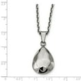 thumbnail image 4 of White Stainless Steel 18 in Polished Hammered Hollow Teardrop Puff Necklace, 4 of 4