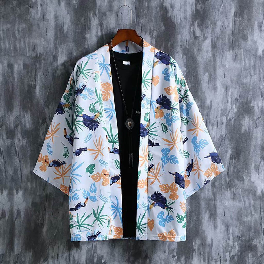 Outfmvch Eggplant Dress Shirt Fashion Men's Kimono Cardigan Oversize