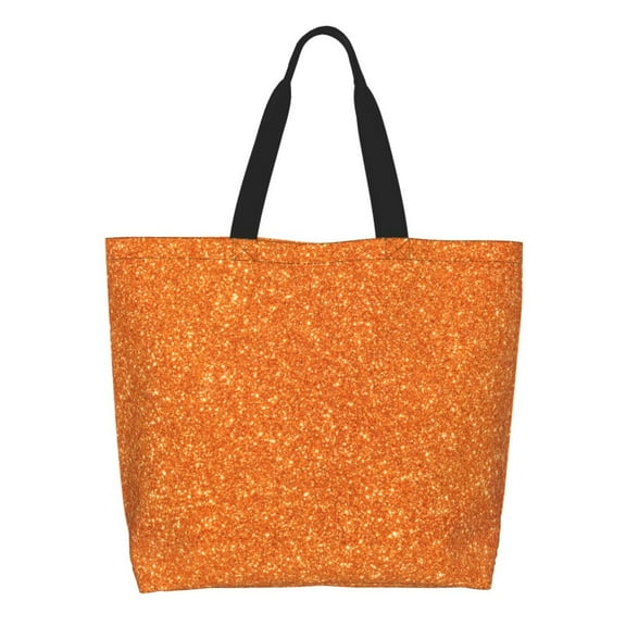 Easygdp Orange Glitter Tote Bags for Women,Women Travel Shoulder Bags Handbags，Big Capacity Shopping Work Bag
