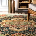 thumbnail image 3 of nuLOOM Tabetha Tapis de Médaillon Tribal, 6' 7" x 9', Vert, 3 of 4