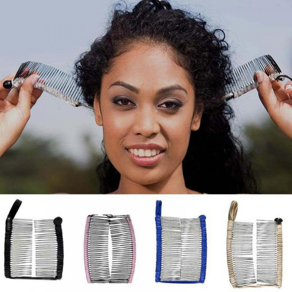 2x Stretchable Combs Women Girls Crystal Hair Decoration Double Clip Comb 