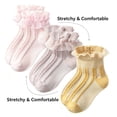 thumbnail image 5 of TELOLY 3Pairs Kids Socks,Age 10+ Ruffle Socks,Lightweight Fabric Lace Socks,Combination3, 5 of 7