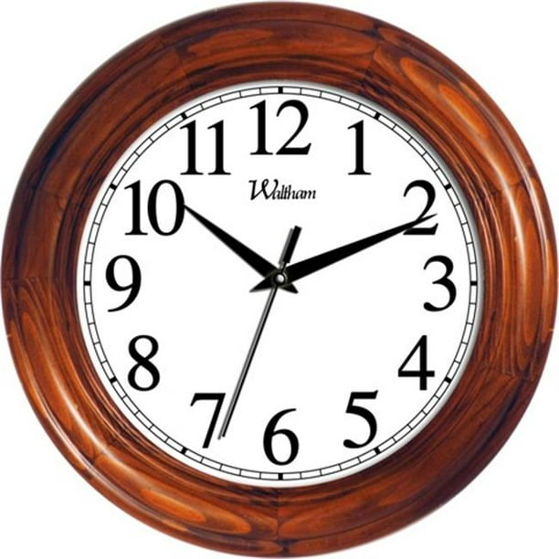 Ashton Sutton WAC806 Round Quartz Analog Wall Clock, Solid Wood Case