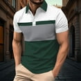 thumbnail image 2 of YLSDY Striped Button Collared Shirts for Men Color Block Tee Short Sleeve Casual Button Collared Golf Tshirt Ourdoor Business Tops Army Green XXL, 2 of 7