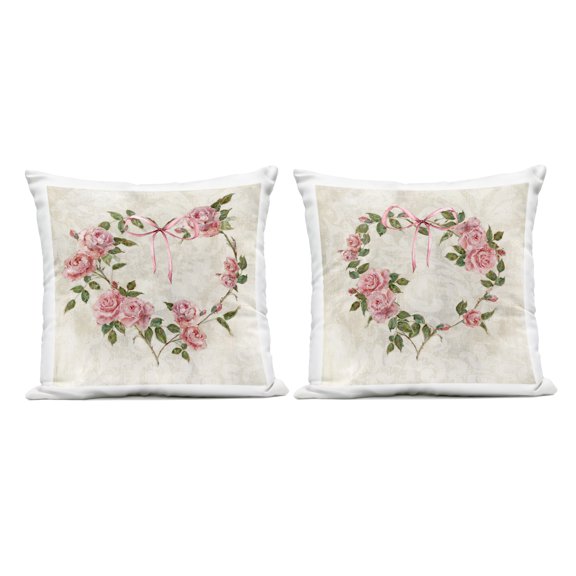 Stupell Industries Heart Shaped Wreaths Design by Sally Swatland Outdoor Printed Pillow (Set of 2)