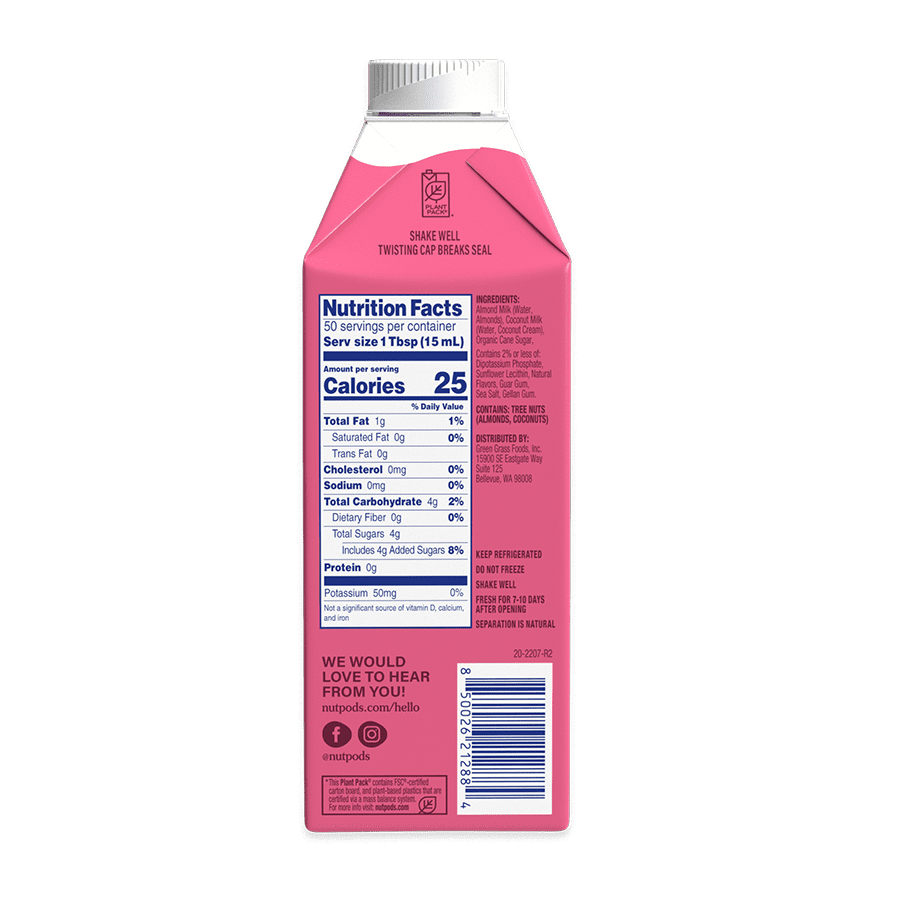 nutpods Sweet Crème Cane Sugar Sweetened Dairy Free Creamer, 25.4 fl oz
