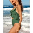 thumbnail image 3 of Charmo Womens Ruffle One Piece Swimsuits Cutout High Cut Bathing Monokini, 3 of 6