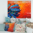 thumbnail image 2 of Designart 'Boats During Warm Sunset Resting On The Water V' Nautical & Coastal Framed Canvas Wall Art Print, 2 of 5