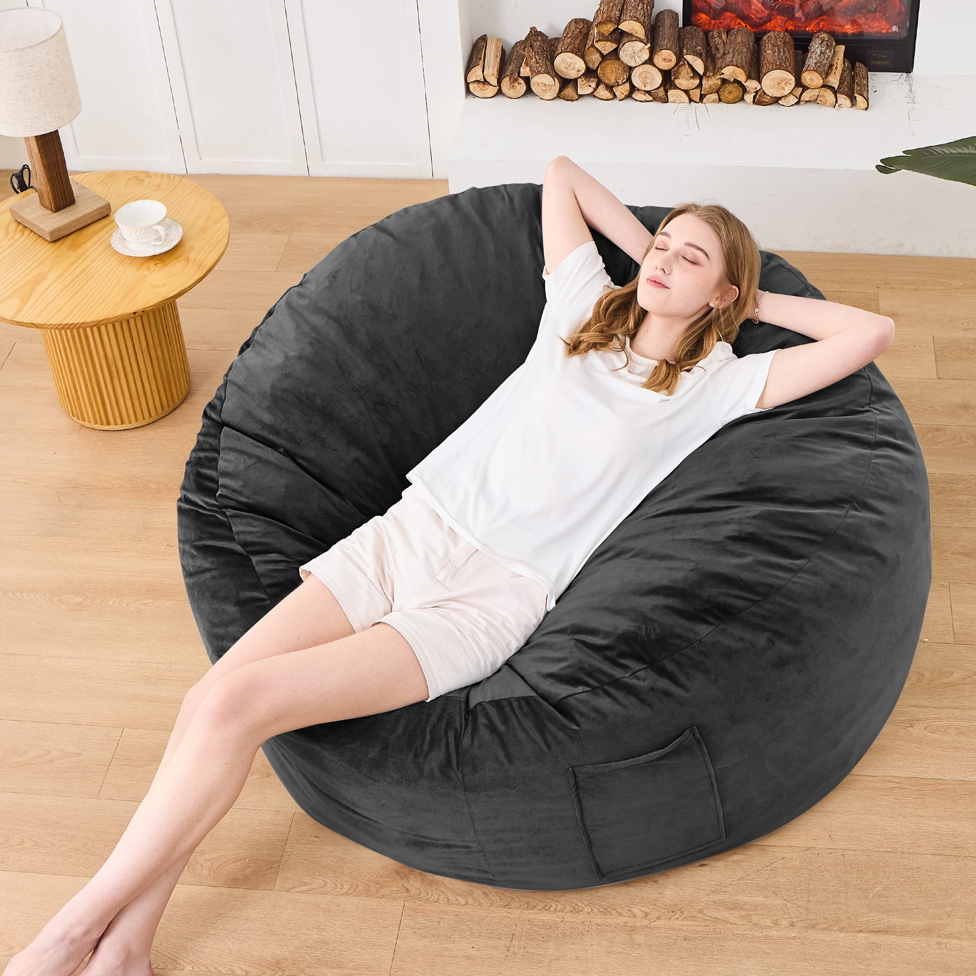 XIECUVA Bean Bag Chair Stuffed Memory Foam for Adults，X-Large Size Beanbag Sofa，5 ft