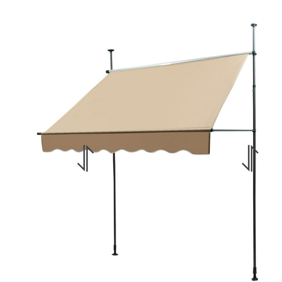 Patio Awning Retractable Awning Sunshade Shelter 6.5-10ft Height Adjustable Beige