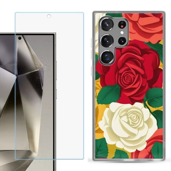 OneToughShield ® Compatible with Samsung Galaxy S24 Ultra, Shockproof Phone Case, with Tempered Glass Screen Protector - Radiant Rose