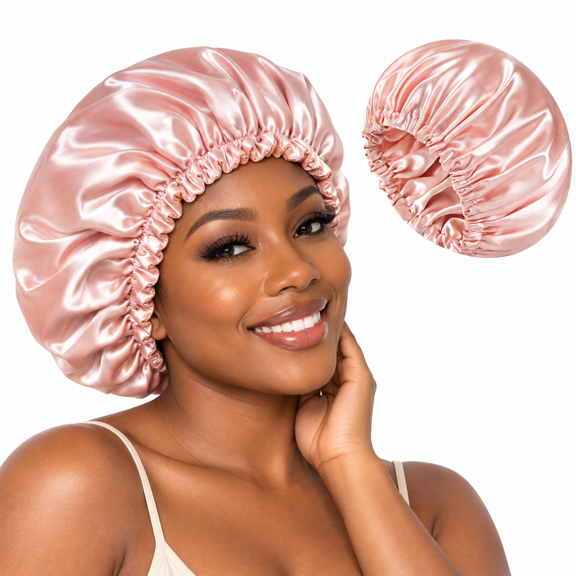 TELOLY Satin Bonnet Double Layer Silk Bonnet for Sleeping Women for Natural Curly,Double Layer Satin Bonnet for Sleeping
