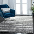 thumbnail image 3 of SAFAVIEH Venus Sophie Striped Shag Area Rug, 5'3" x 5'3" Square, Grey/Ivory, 3 of 9