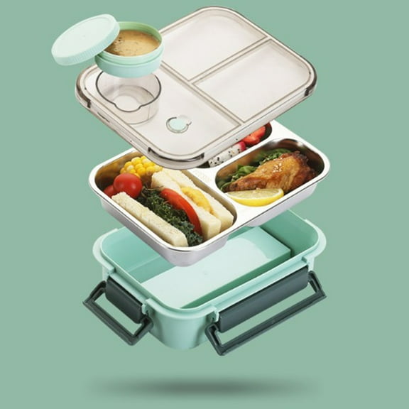 HBBKVI Bento Box 304 Stainless Steel Lunch Box Sealed Lunch Box Portable Lunch Box forand Office Workers Microwaveable Lunch Box 108.2oz Leak-Proof Bento Box