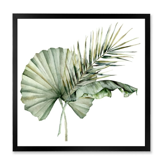 Designart 'Tropical Bouquet With Banana Coconut and Palm Leaves' Traditional Framed Art Print