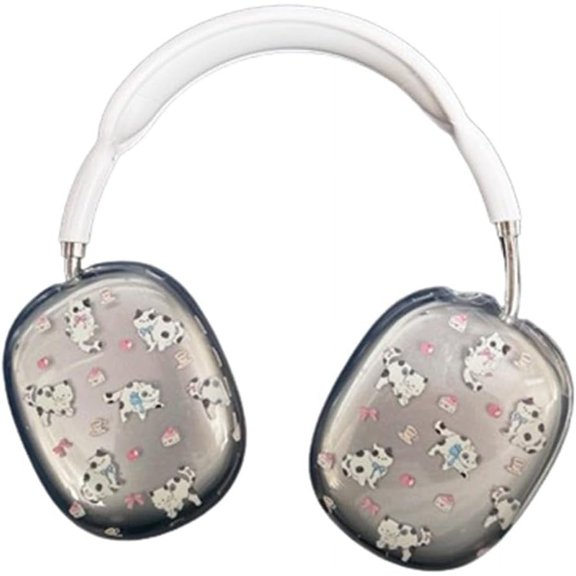 Cute Cartoon Case for AirPods Max Headphones,Clear Soft TPU Skin Anti-Scratch for Women Girls,Transparent Accessories Protective Cover for AirPods Max (cat)
