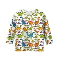 thumbnail image 4 of Ugoldhm Kids Tops Dinosaurs Graphic 3/4 Sleeve Tees Crewneck Casual Summer Fall Kids Shirts, 4 of 5