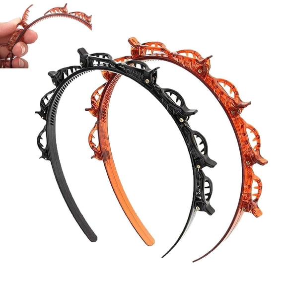 Diadema con horquilla para peinado con flequillo, pinza para flequillo tejida profesional, herramienta para trenzar diadema con dientes, banda para el cabello con pinzas, accesorios para el cabello de