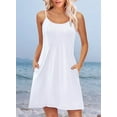 thumbnail image 3 of Summer Dresses for Women Adjustable Spaghetti Strap Beach Vacation Casual Cute Sundresses with Pockets White S, 3 of 7